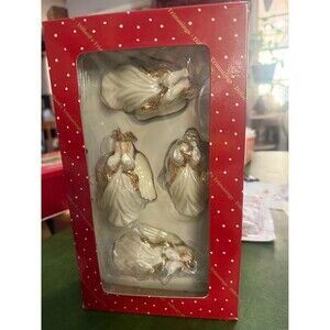 Vtg Y2K Dillard’s Trimmings Porcelain Musical Angel Ornament Set of 4 Christmas